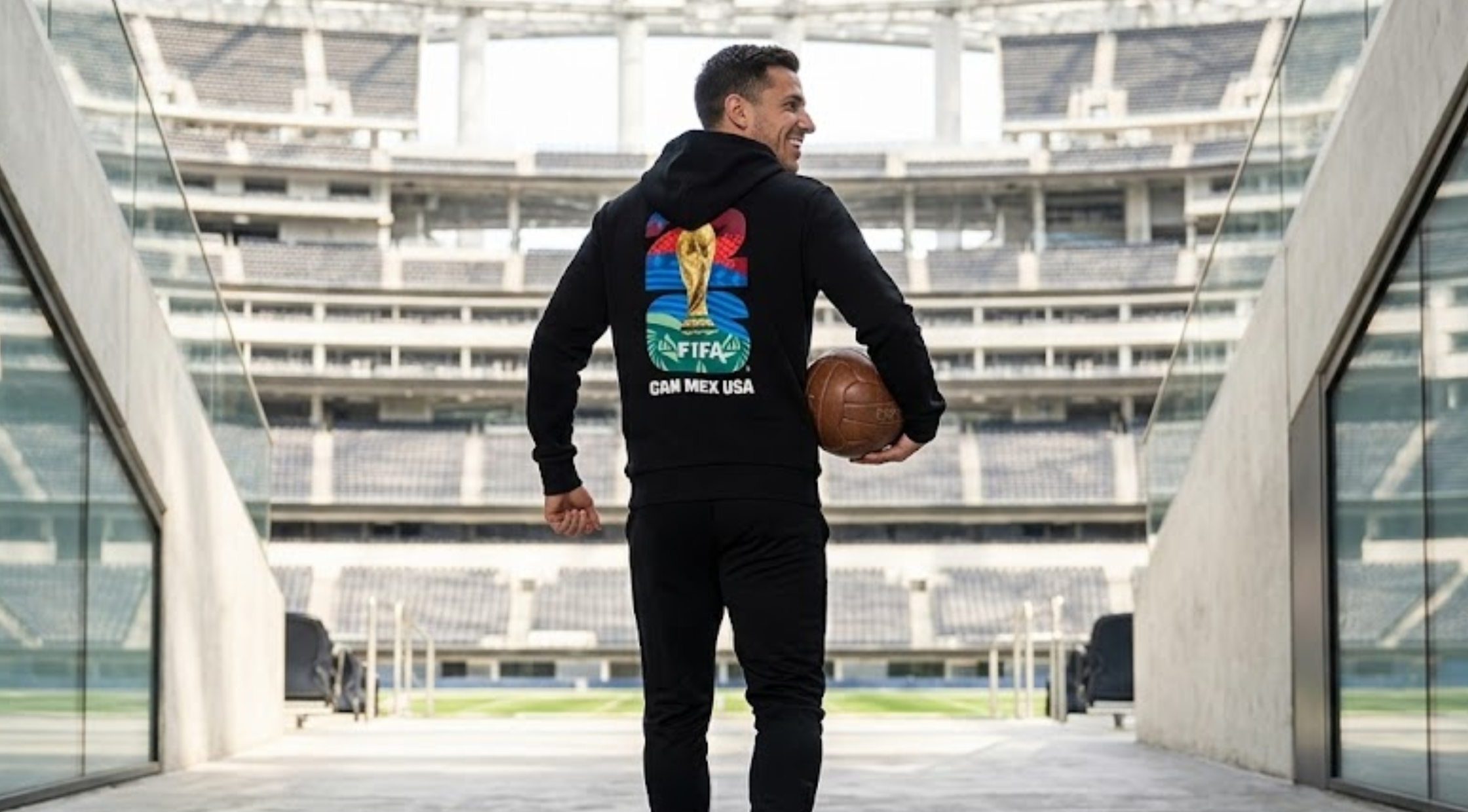 FIFA World Cup 2026 CAN MEX USA Black Pullover Hoodie with Trophy Graphic and Multicolor 26 Back Print
