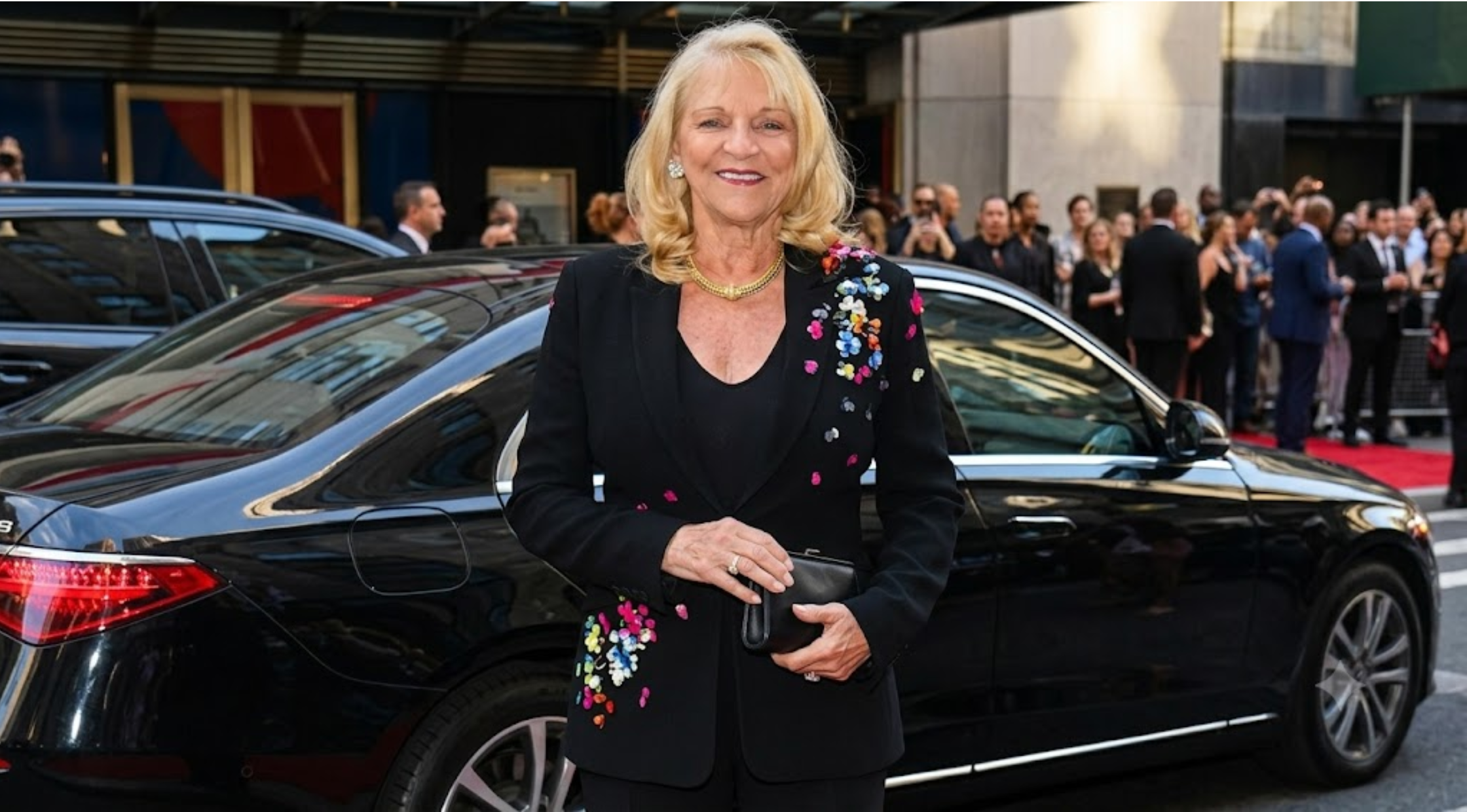 Margo Vondersaar Catsimatidis New York City 2026 Black Blazer with Floral Appliqué Embellishments