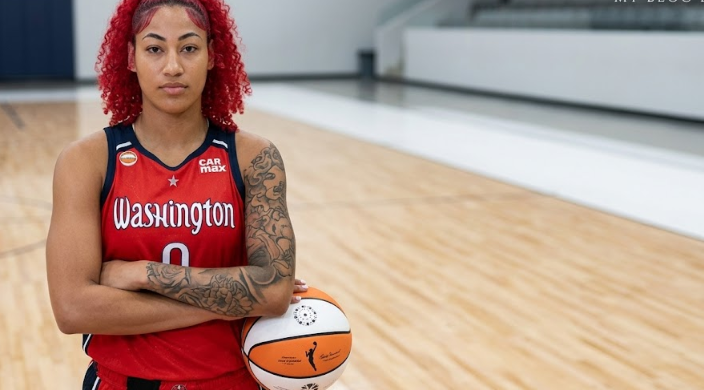 Shakira Austin Washington Mystics vs Minnesota Lynx Red WNBA Basketball Jersey with Navy Side Panels
