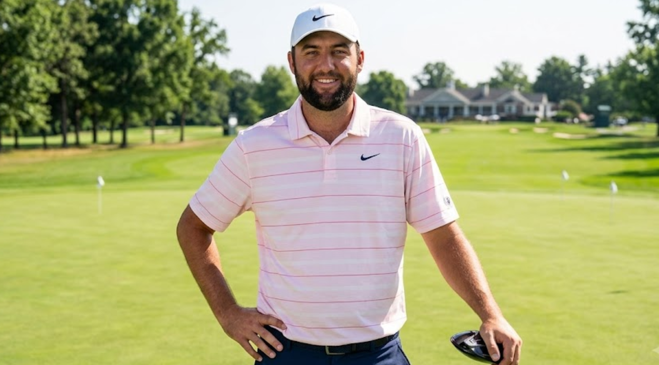 Scottie Scheffler U.S. Open 2026 Pastel Pink Performance Golf Polo Shirt with Horizontal Stripes