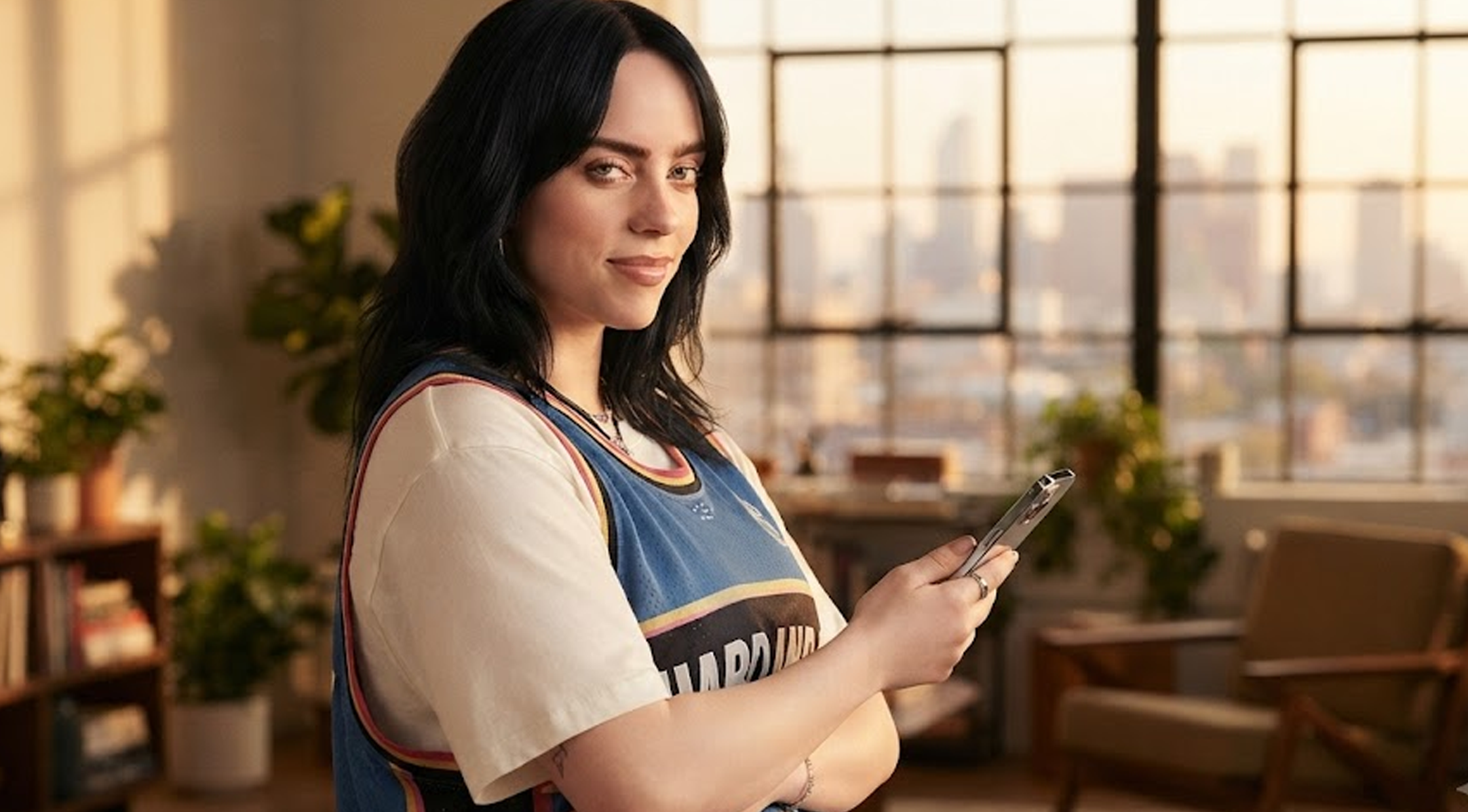 Billie Eilish Hit Me Hard and Soft The Tour Live in 3D Blue Oversized Basketball Jersey with Graphic Print