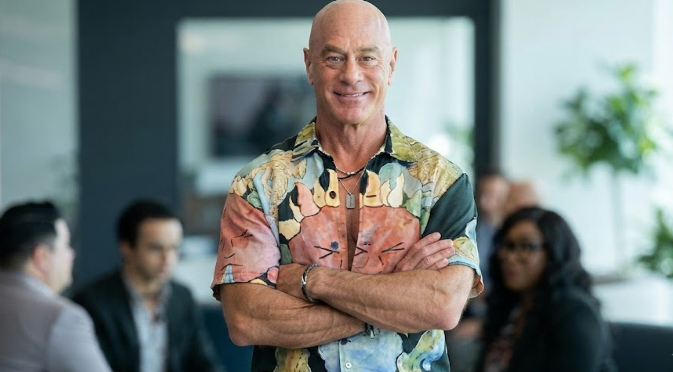 Little Brother Christopher Meloni Black Graphic Button-Up Shirt with Vintage Sun Face and Mythical Print