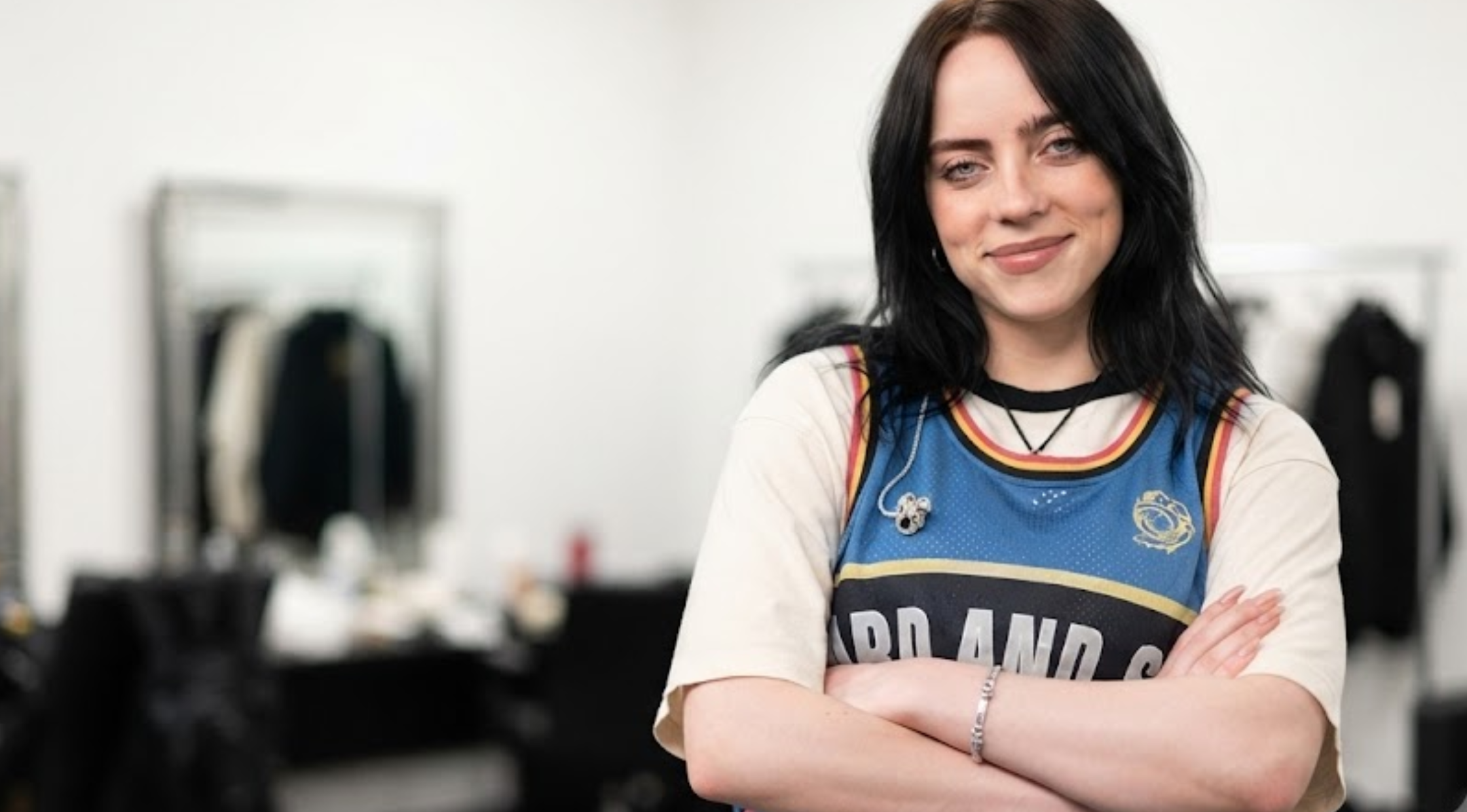 Billie Eilish Hit Me Hard and Soft The Tour Live in 3D Blue Oversized Basketball Jersey Tank