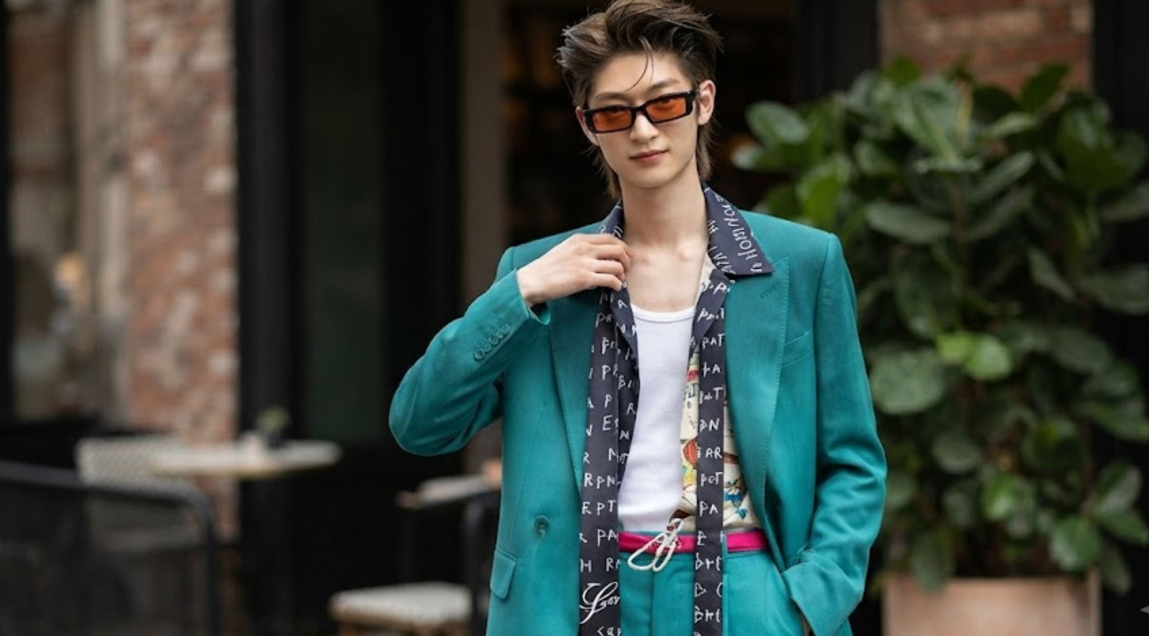 Thomas Chungmanirat Paris Fashion Week 2026 Teal Ombre Double-Breasted Oversized Suit