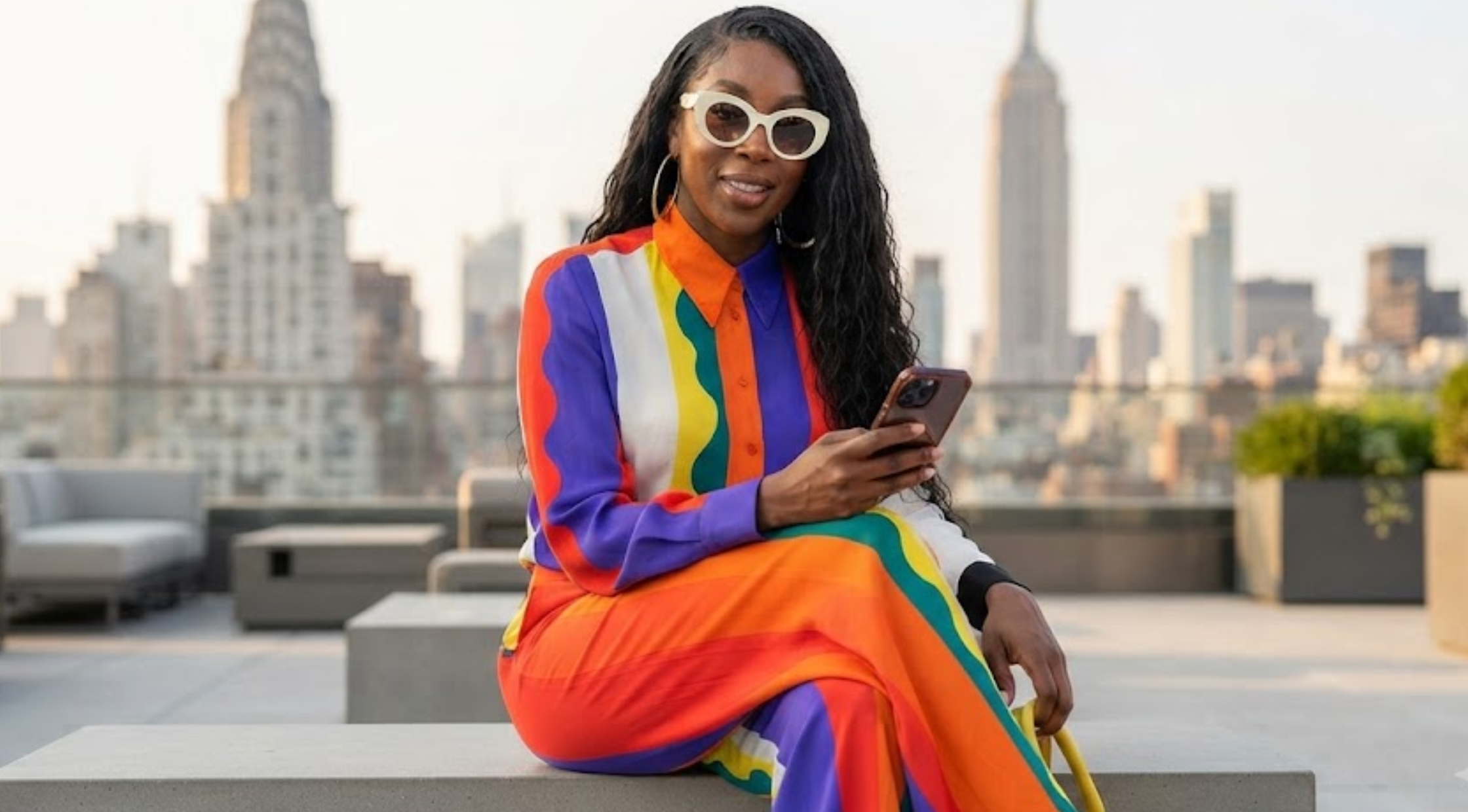 Ego Nwodim New York City 2026 Multicolor Color-Block Silk Button-Down Blouse